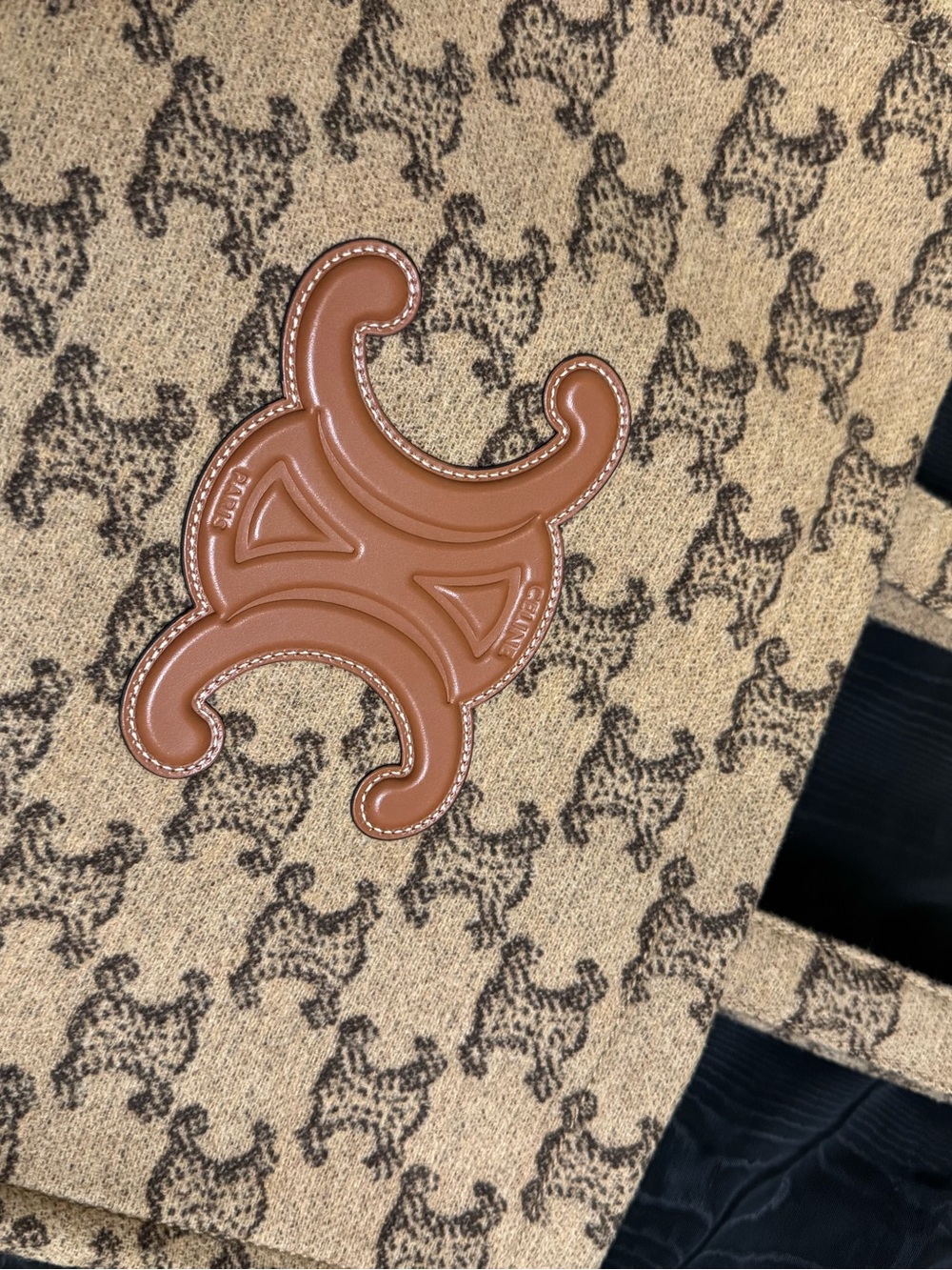Celine Tan & Brown Monogram Tote with Leather Triomphe Patch